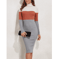 thumbnail image 6 of PrettyGuide Women's Turtleneck Sweater Dress Long Sleeve Ribbed Knit Stretch Midi Bodycon Dresses, 6 of 7