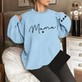 thumbnail image 2 of Oversize Women Sweatshirts MAMA Letter Print Crew Neck Long Sleeve \ Lightweight Outfits Clothes Light Blue, 2 of 4