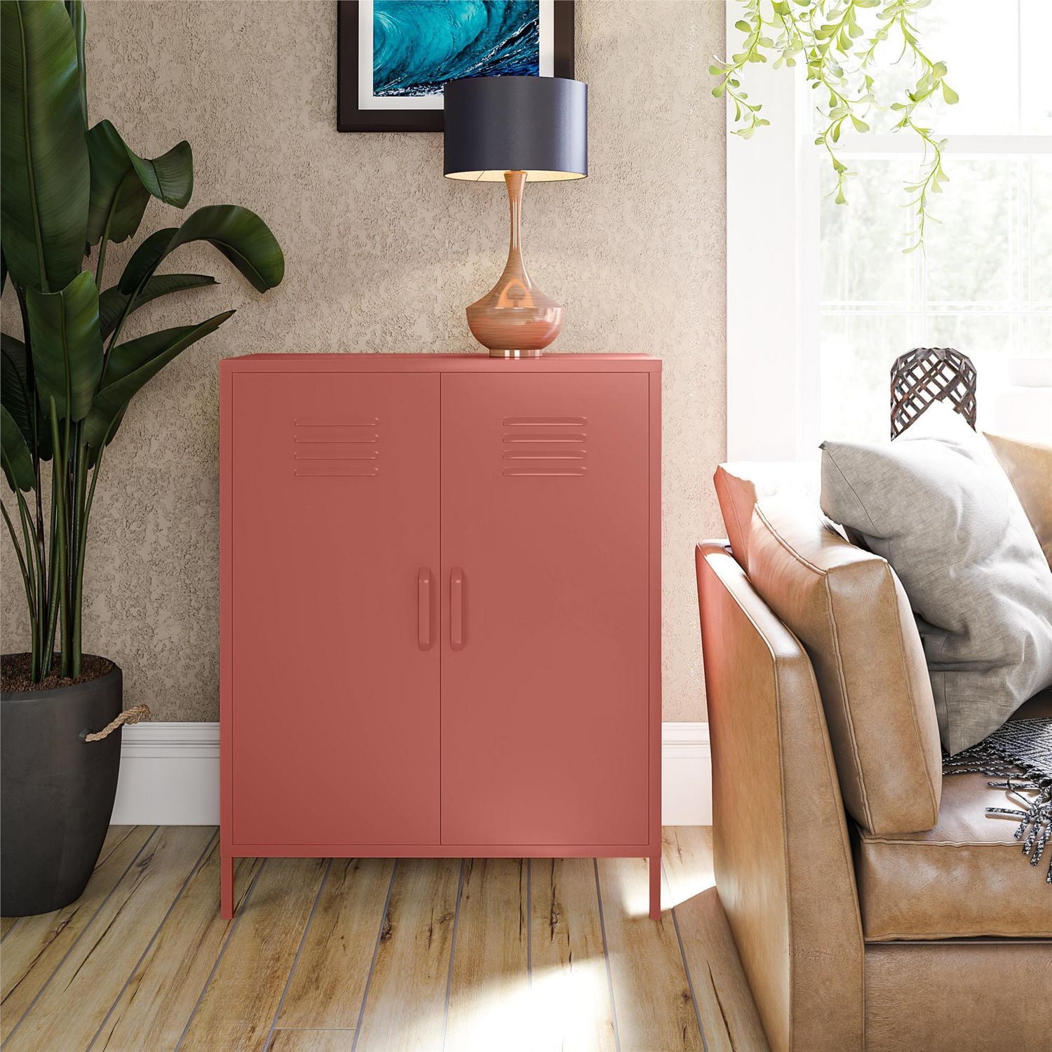 Systembuild Evolution Mission District 2 Door Metal Locker Storage Cabinet, Terracotta