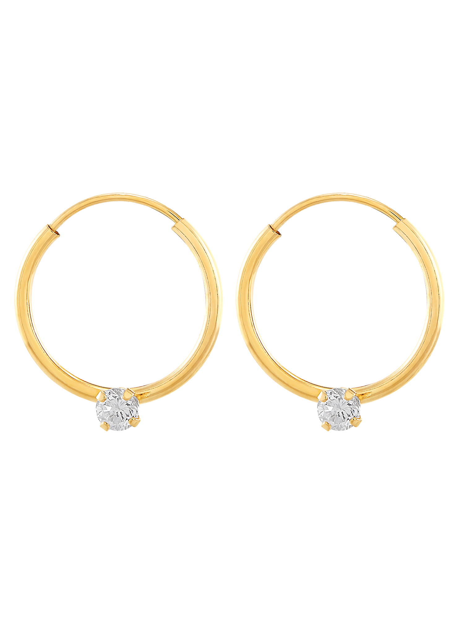 Brilliance Fine Jewelry Hoop with CZ and CZ Studs 10K Yellow Gold Set Earrings - image 4 of 8