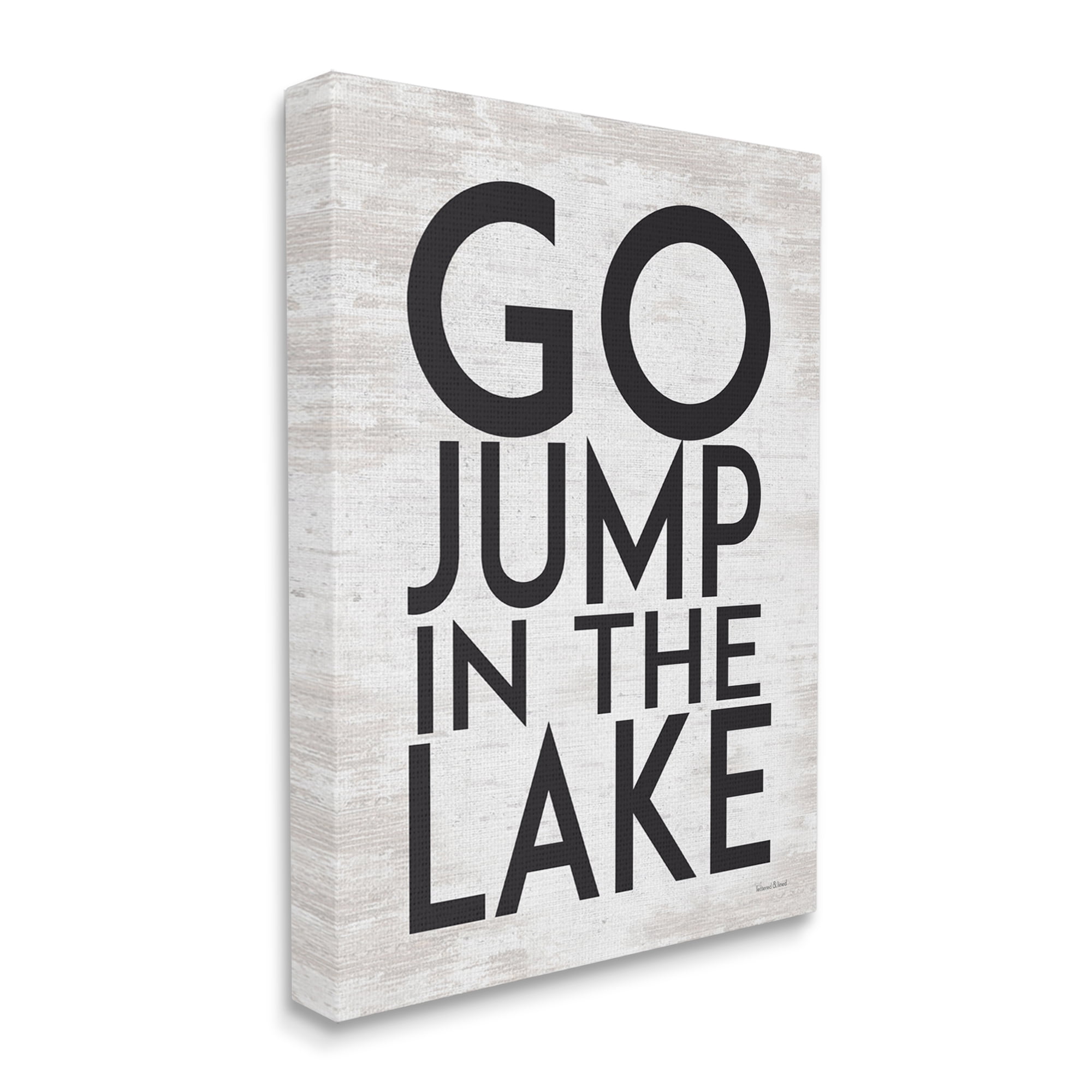Stupell Industries Go Jump In The Lake Phrase Minimal Rustic, 16 x 20, Design by Lettered and Lined