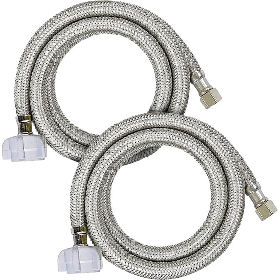 2-Pack 24 Inch Flexible Toilet Water Supply Line Braided Stainless Steel Hose Connector 3/8 Compression x 7/8 Ballcock Plastic Nut