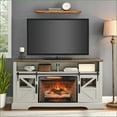 thumbnail image 4 of Electric Fireplace Entertainment Center, 60 Inch Farmhouse Style with Door Sensor, Jasmine White | Electric, 4 of 16