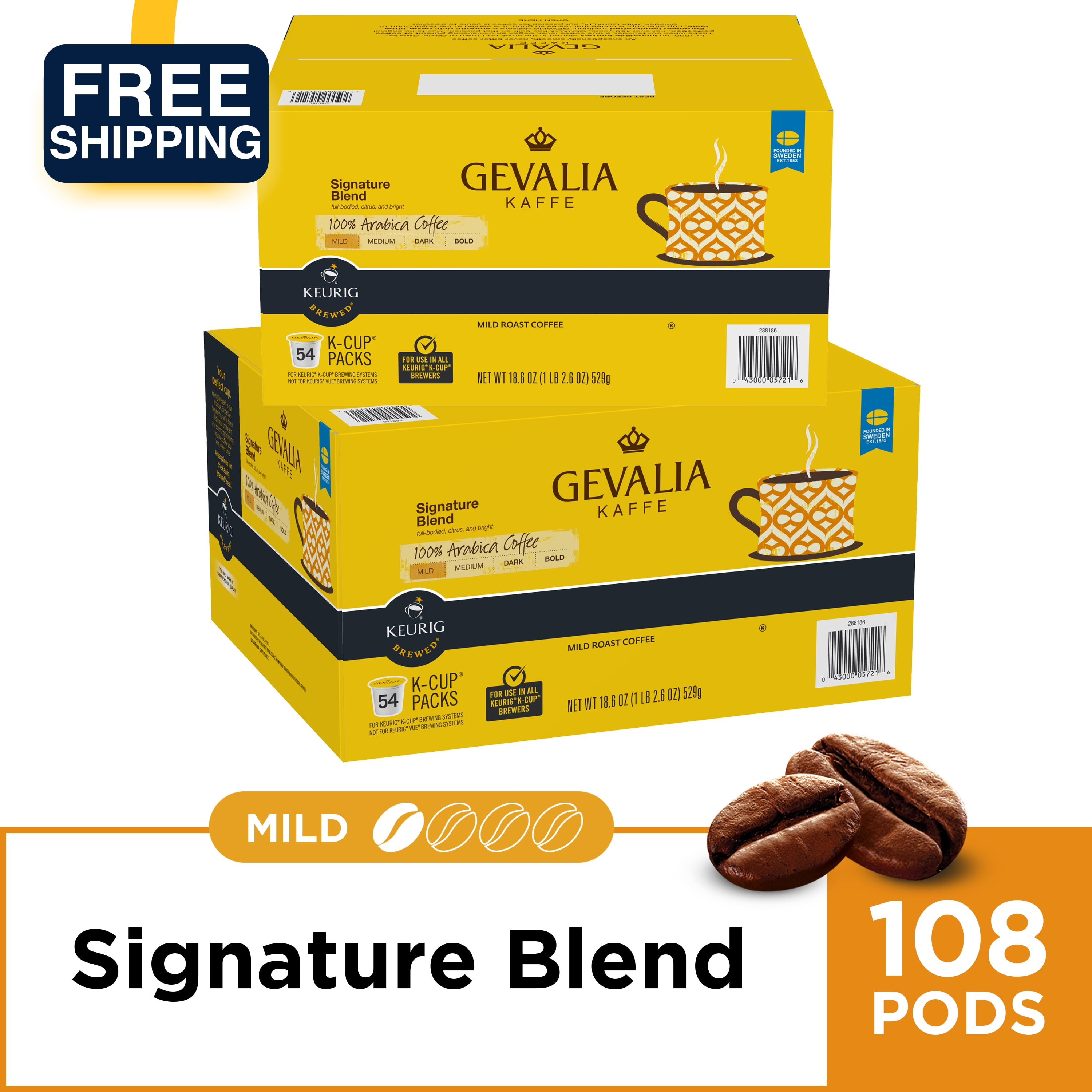 (2 Pack) Gevalia Signature Blend Kcups Coffee Pods, 54 ct Box