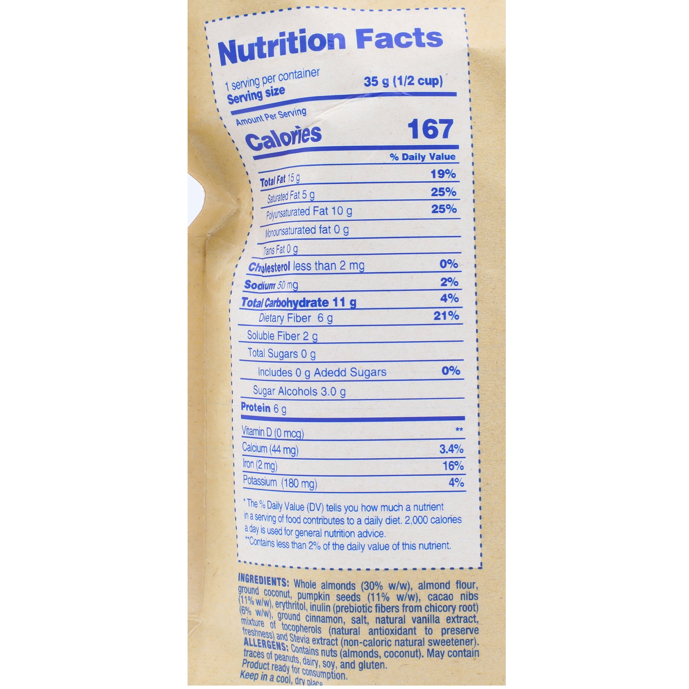 Nutri Snacks Keto Granola, Low Carb  and Ready to Use, 10.5 oz. Resealable Bag