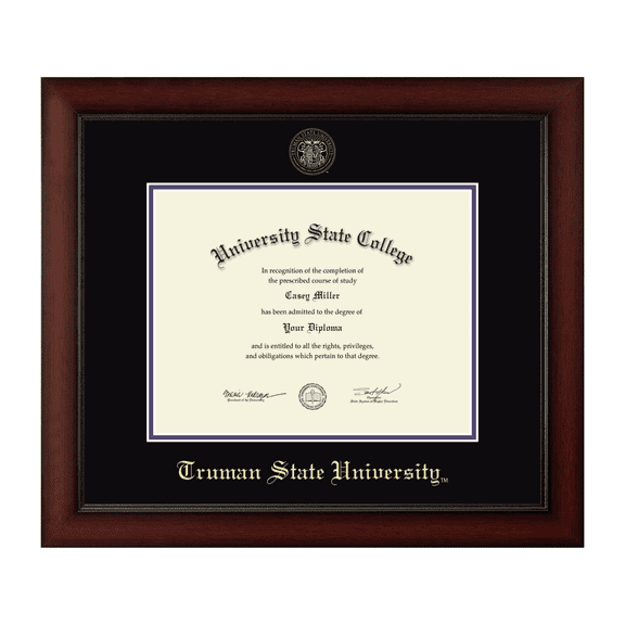 Framerly - Truman State Diploma Frame with Black and Purple Mat