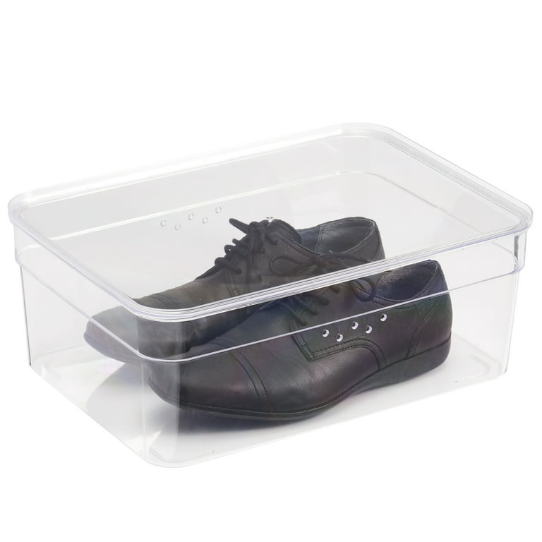 Mainstays Clear Plastic Glossy Finish Extra Tall Shoe Box with Lid, Adult  Size 