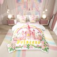 thumbnail image 1 of Erosebridal Cartoon Castle Bed in a Bag Queen size, Rainbow Flower Bed Set, Princess Style Decor, Reversible 7pcs, 1 of 5