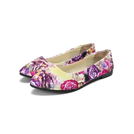 Outdoor Casual Womens Ballet Casual Flats Shoes Loafers Floral Pointed Toe Shoes Outdoor Boat Sneaker Size 9 ()