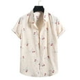 thumbnail image 3 of VNKIDY Women Shirts Summer Lightweight Fashion Printed Linen Blouse Short Sleeve Button Down Lapel Loose Fit Shirt For Casual Daily Wear Trendy Tops, 3 of 3