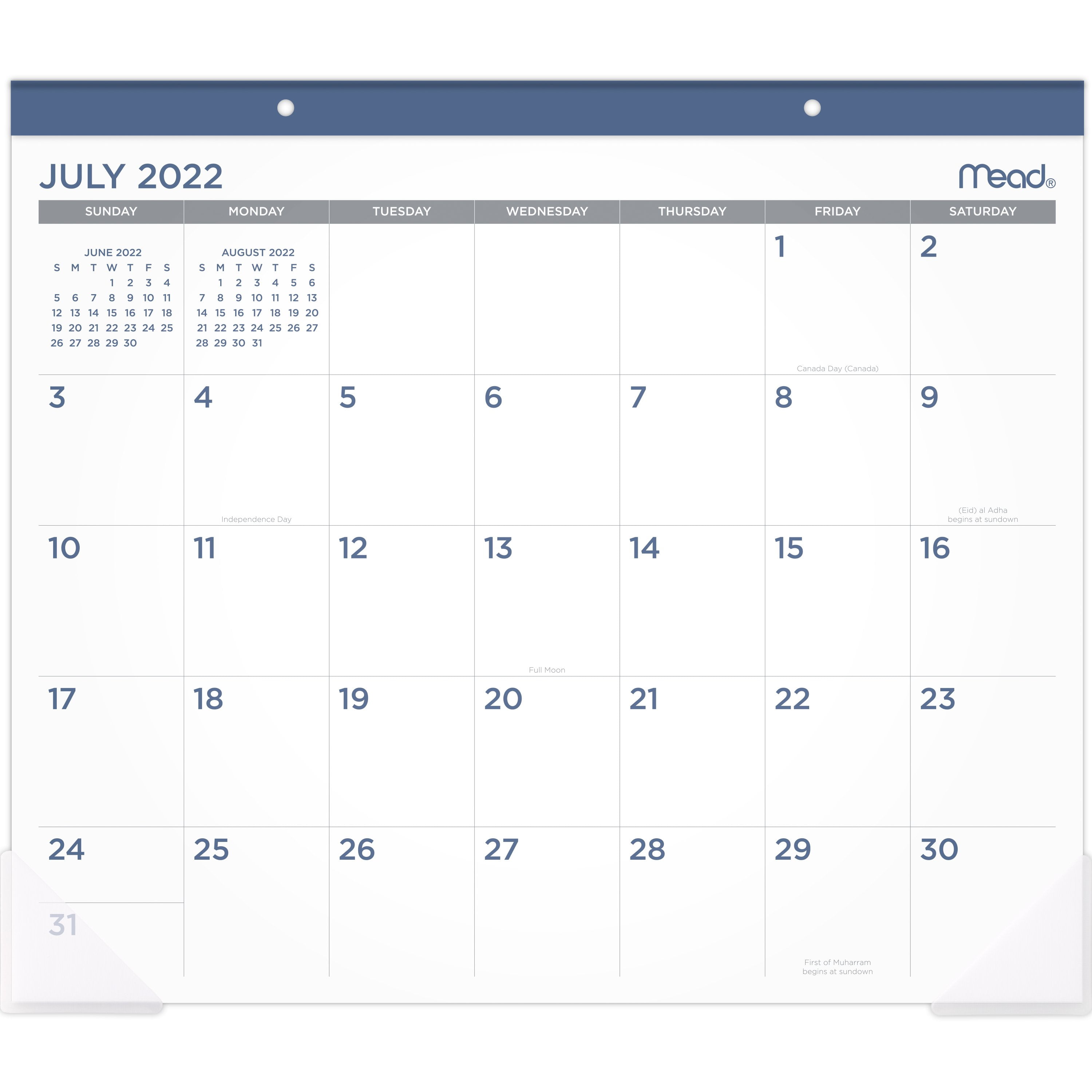 2022-2023 Monthly Academic Desk Pad, 21 3/4' x 17', by Mead, Paper, White (WAM4073823)