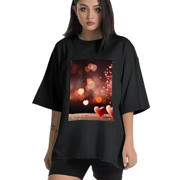 Plus Size Shirt for Women Black Tops for Women Short Sleeves Shirt for Women Valentine's Day (36) T Shirt Crewneck Shirt for Women XS