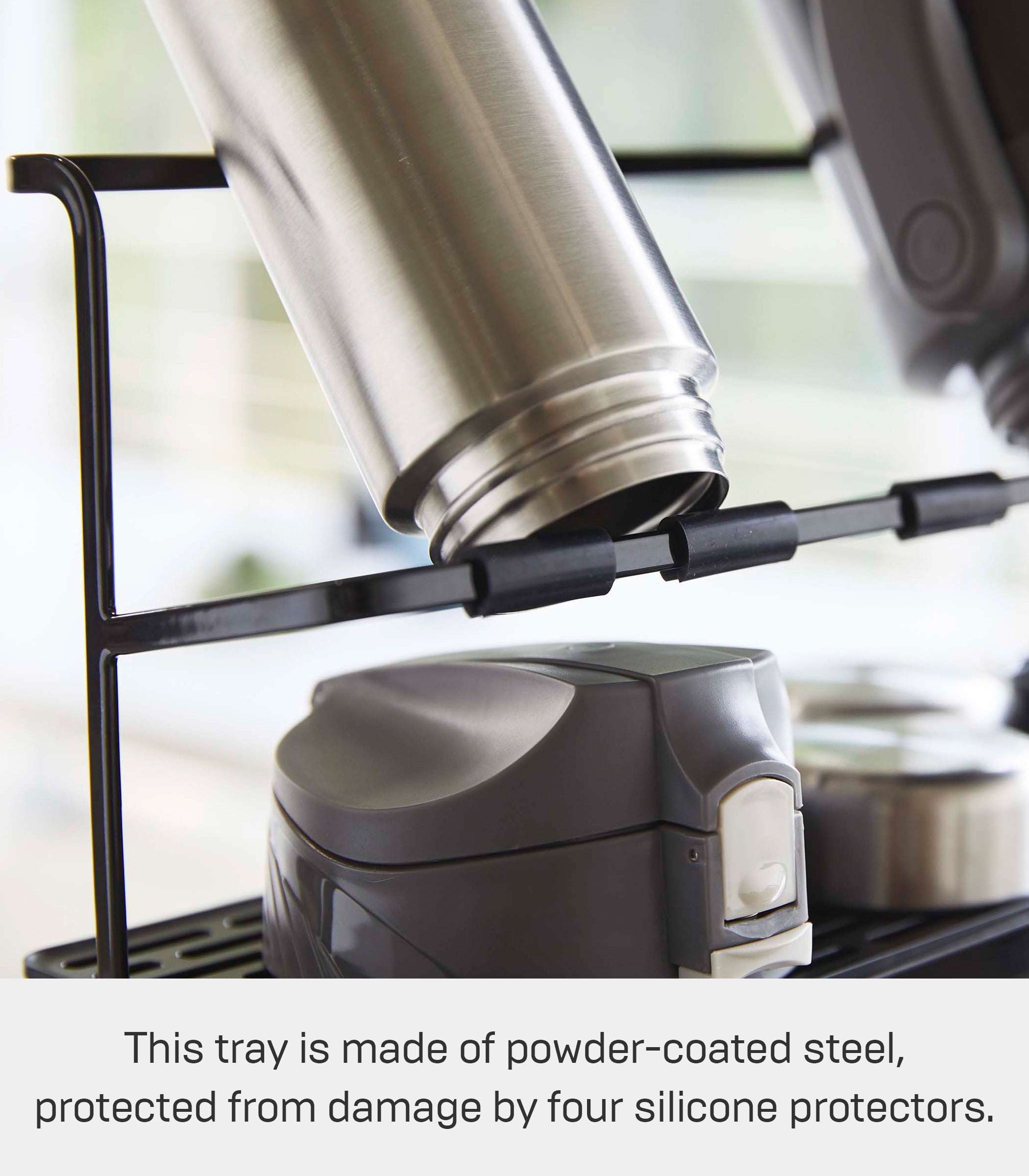 Yamazaki Home Countertop Bottle Drying Rack, Black, Steel, Supports 4.4 pounds, No Assembly
