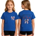thumbnail image 3 of Angala Toddler Girls Tops Patriotic Print Crew Neck Short Sleeve Summer Fourth Of July Holiday Casual Loose Comfortable Child Tops Size 1-2 Years Blue, 3 of 3