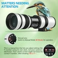 thumbnail image 3 of Professional 420-800mm Telephoto Zoom Lens for Wildlife Sports News Photography, Manual Focus with T-Mount, Compatible with Canon EF DSLR Cameras, Durable Build, 3 of 11