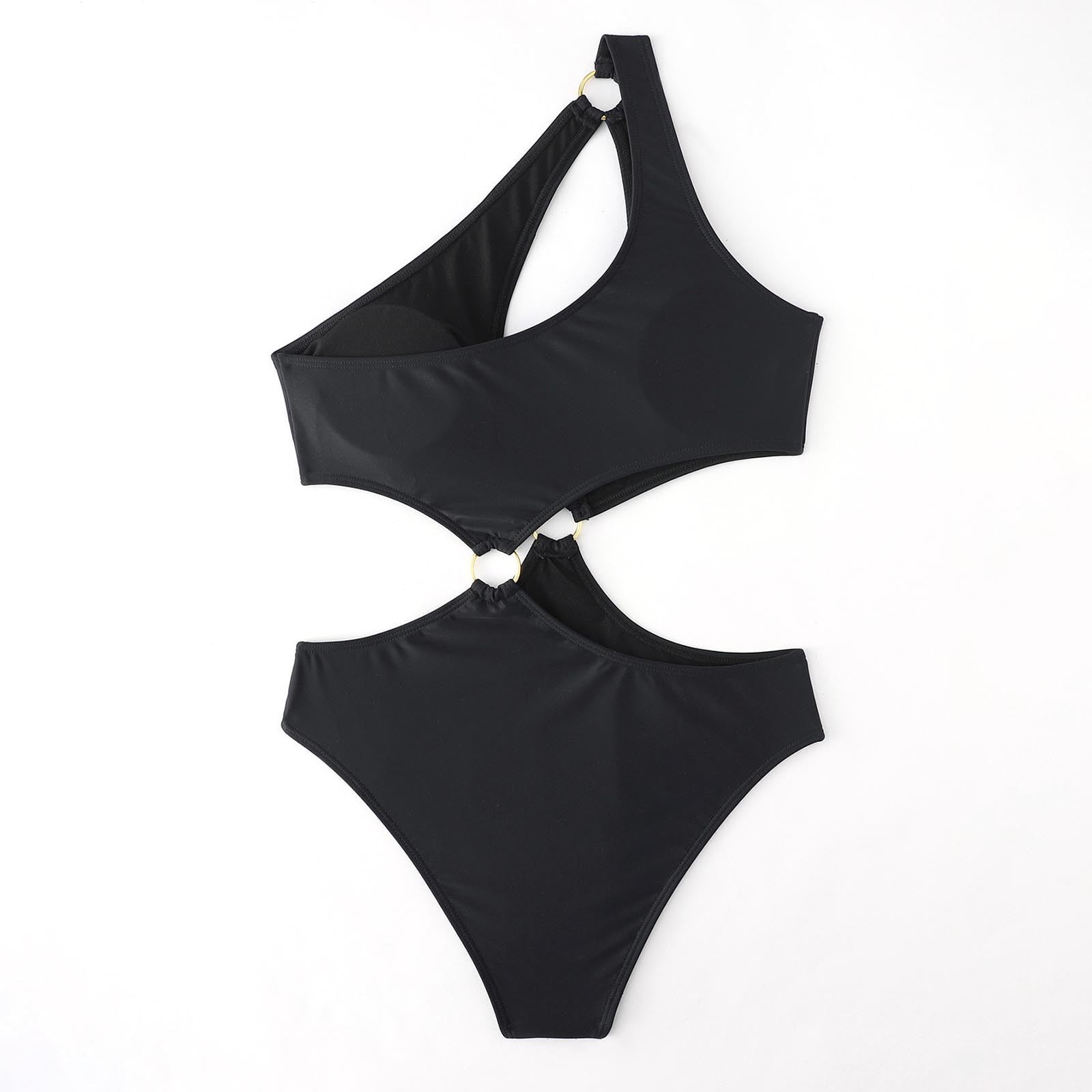 Sheer Bikini Women Swimsuit Wrap Push Up Solid Color One-Piece Swimwear ...