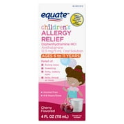 Equate Children's Allergy Relief, Cherry Flavor Liquid , 4 Ounce