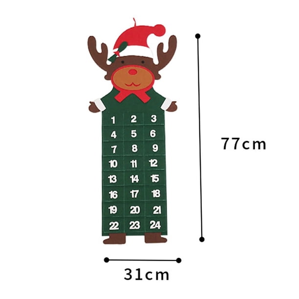 Calendario de Adviento de Navidad de fieltro grande con bolsillos, Papá Noel, reno o muñeco de nieve, regalo para niños, envío directo, venta al por mayor