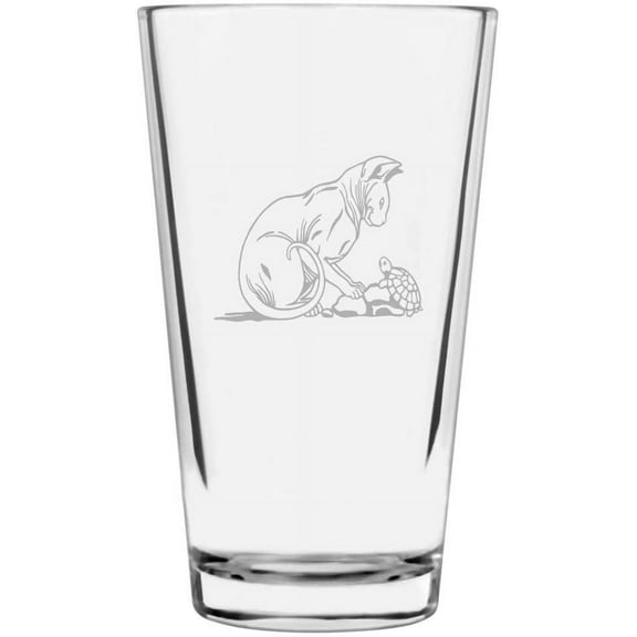 Donskoy With Turtle Cat Themed Etched 16oz Libbey Pint Glass