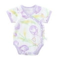 thumbnail image 2 of Nrmvnmi Baby Side Snap Romper Short Sleeve Floral Print Romper Newborn Cotton Onesie Jumpsuit For 0-24 Months, 2 of 5