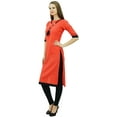 thumbnail image 4 of Bimba Women's Khadi Cotton Tunic Chic Kurta Kurti With Handmade Necklace Attached Clothing, 4 of 9