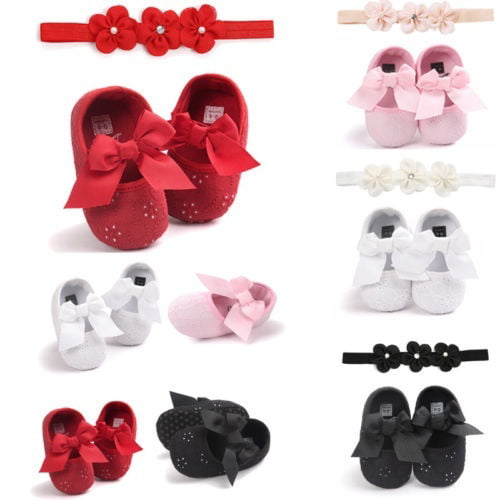 Newborn Baby Girl Pram Shoes Infant First Shoes Toddler Soft Sole Trainers 0-18M 