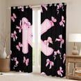 thumbnail image 2 of Feelyou Pink Initial K Letter Black Out Curtains, Princess Cartoon Ribbon Curtains Pack of 2 (42x63 Each), Fashion Buffalo Bowknot Bedroom Curtains, Blackout Curtains Bedroom Decor, 2 of 6