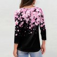 thumbnail image 5 of Women's V-Neck Floral Print 3/4 Sleeve T-Shirt, Cute Casual Blouse with Relaxed Fit for Plus Size Comfort and Stylish Everyday Wear,Pink 5XL, 5 of 5