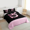 thumbnail image 3 of jejeloiu Pink Letter S Twin Comforter Sets,Cartoon Bow Bowtie Bedding Set For Girls Kids Reversible 2 Pieces, 3 of 8