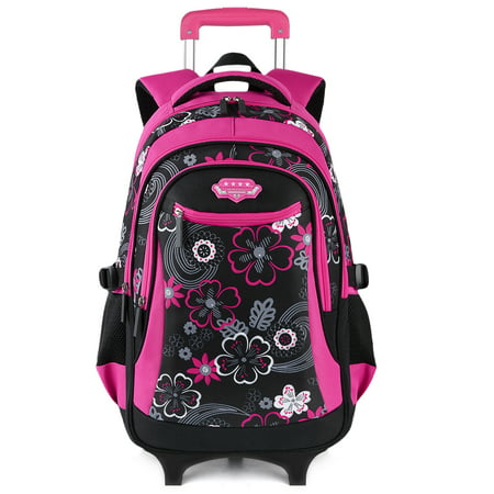 School Rolling Backpack, Fanspack Creative Large Capacity Wheeled Laptop Book Bag Travel Luggage for Girls Boys Kids College Students