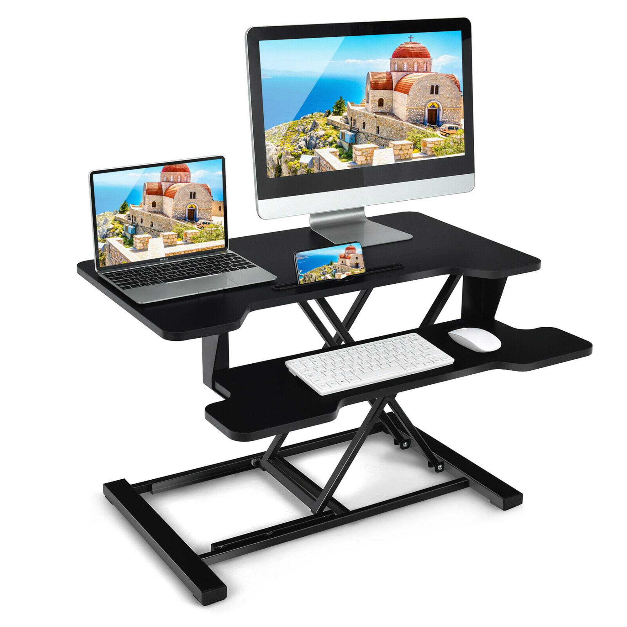 Used Adjustable Standing Desk Converter Tabletop Sit to Stand Desk Riser 