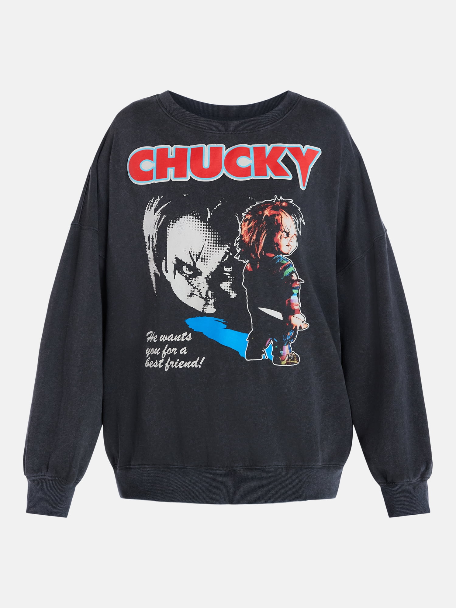 Chucky Women’s Halloween Sweatshirt, Sizes XXS-XXL