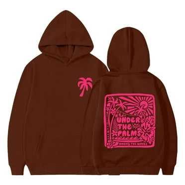 Kiijoy Toddler Girls' Preppy Graphic Hoodie Palm Print Hooded Sweatshirt, Sizes 2-3
