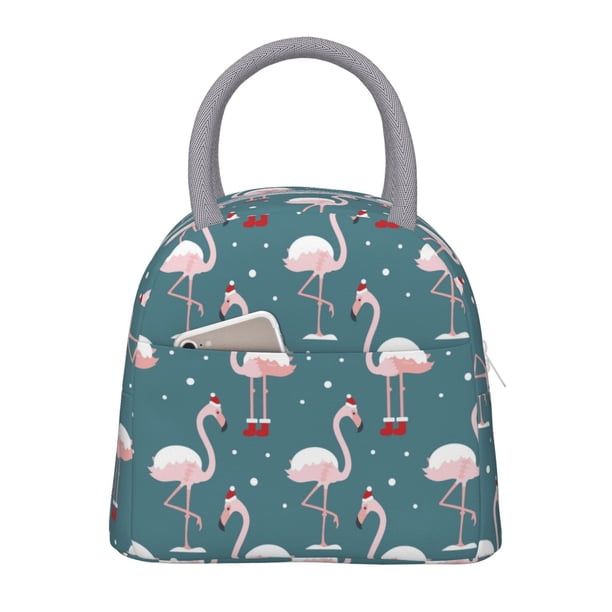 Fotbe Flamingo Bolsa de Almuerzo con Estampado, Lonchera Aislada, Contenedor de Comida Reutilizable Tipo Cooler a Prueba de Fugas