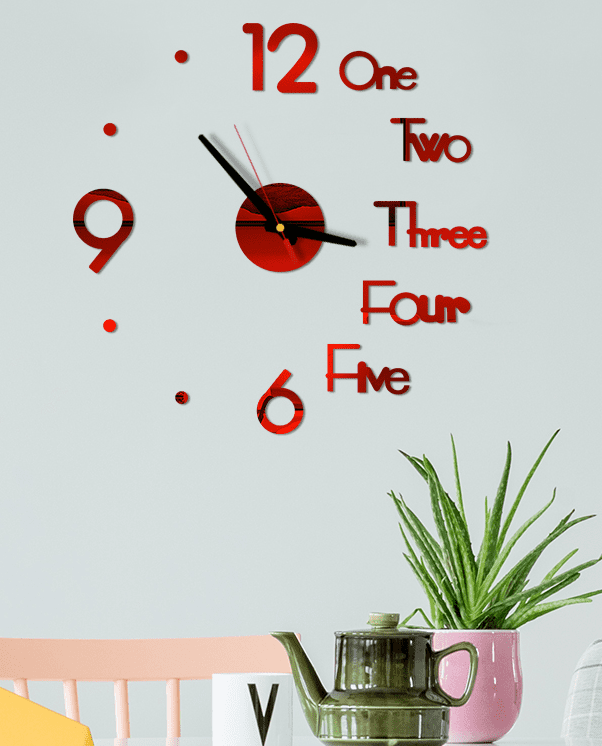 Creative Tops Wall 3D Clock Stickers Home Living Room Creative Decors Modern Needle Quartz Diy 