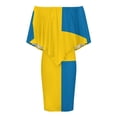 thumbnail image 4 of National Flag Sweden Blue Field Women's Off The Shoulder Ruffles Summer Wedding Guest Loose Casual Party Beach Dress, 4 of 9