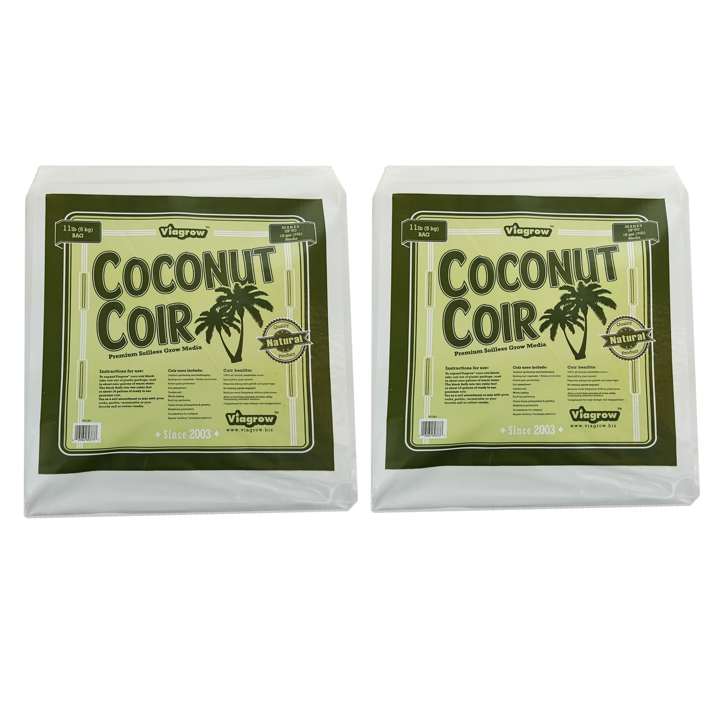 Photo 1 of 11 lb. Coconut Coir Block Soilless Grow Media (2-Pack)