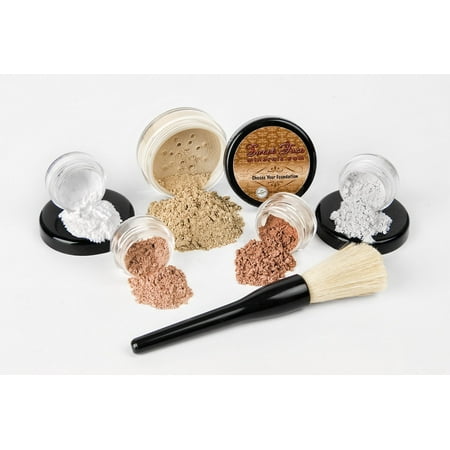 - 6 pc. STARTER KIT Mineral Makeup Set Bare Skin Matte Foundation Cover (Light Tan)