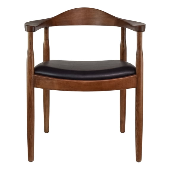 2xhome Solid Wood Farmhouse Dining Chair with PU Leather Cushion Seat - Kennedy Presidential Modern Accent Armchair for Kitchen Dining Room or Office, Espresso