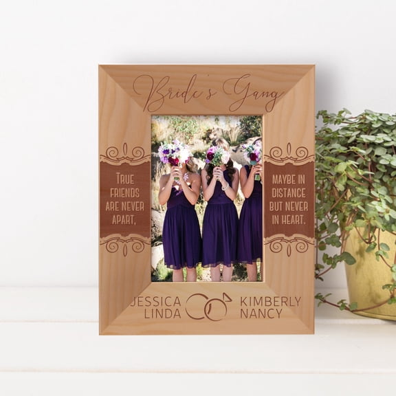 True Friends Are Never Apart Maybe In Distance But Never In Heart Personalized Wooden Frame 3 1/2" x 5" Brown (Vertical)