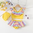 thumbnail image 2 of CAUYDY Kid Girls Swimsuit 3Pcs Sets 1 x Baby Girl Bikini Swimsuit + 1 x Bikini Bottoms + 1 x Hat Toddler Girl Swimsuit Sets 4T 5T 6T 7T Girls Summer Swimwear(P05-Yellow,1-2 Years), 2 of 4