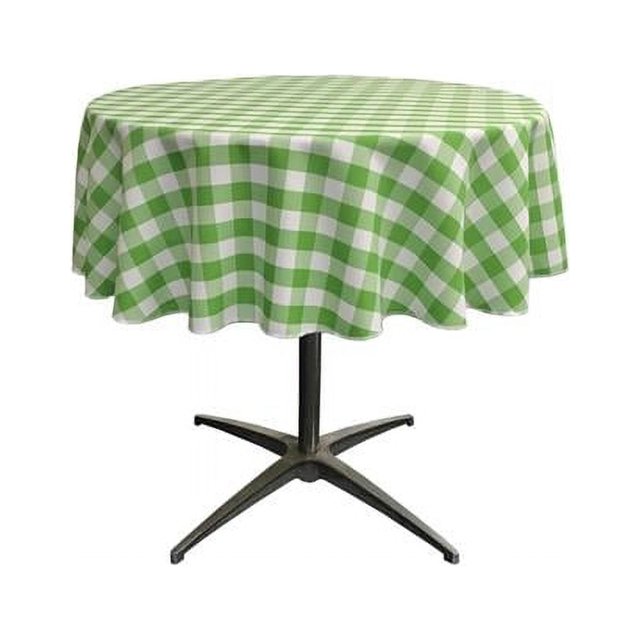 LA Linen TCcheck58R-LimeK84 Polyester Gingham Checkered Tablecloth, White & Lime - 58 in. Round