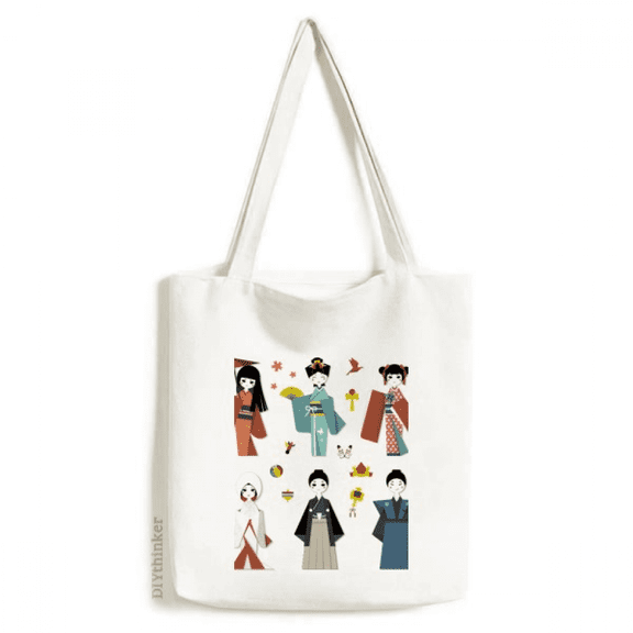 Traditional Japanese Local Girl Tote Canvas Bag Shopping Satchel Casual Handbag