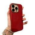 thumbnail image 3 of BAIANNAN Fashion Retro Simple Wine Red Color Case Compatible for IPhone 15 11 16 13 14 12 Pro Max 15 16 14 Plus XR X XS Max Metal Case, 3 of 5