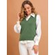 thumbnail image 3 of INSPIRE CHIC Suéter sin mangas con cuello en V de muy buen gusto para mujer Verde L, 3 of 6