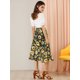thumbnail image 4 of Falda Allegra K Estampado De Girasol De Gasa Para Mujer Negro XS, 4 of 6