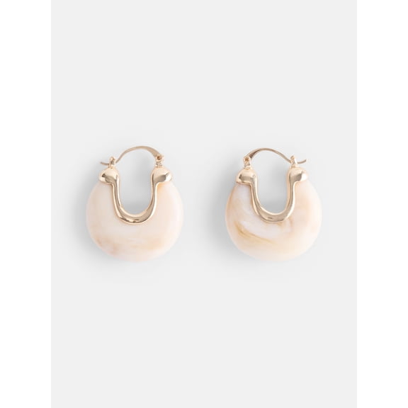 Scenario Women's Gold Tone Earrings with Resin Stone