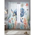thumbnail image 5 of Sheer Curtains 84 Inches Long, Sea Turtle Coastal Light Filtering Window Curtains for Living Room, Summer Beach Coral Ocean Nautical Rod Pocket Voile Sheer Curtain Drapes, 52"W x 84"L, 2 Panels, 5 of 8