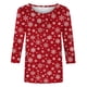 thumbnail image 5 of Fiudx Liquidación de Ahorros de Verano Camiseta de Manga 3/4 con Cuello Redondo y Estampado Navideño para Mujer, Jersey con Cuello Redondo, Top/Camisa de Manga Larga con Cuello Redondo, 5 of 5
