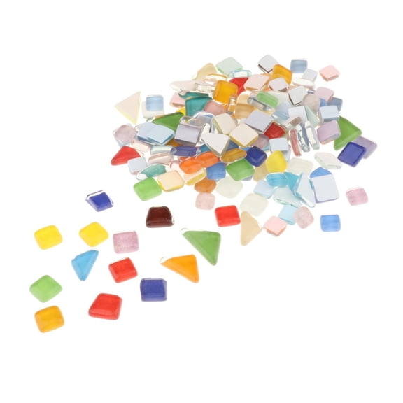Mosaic Tiles, Assorted Mixed Color Mosaic Glass Pieces , Square Triangle Mosaic Tiles Glass Crystal Pieces -